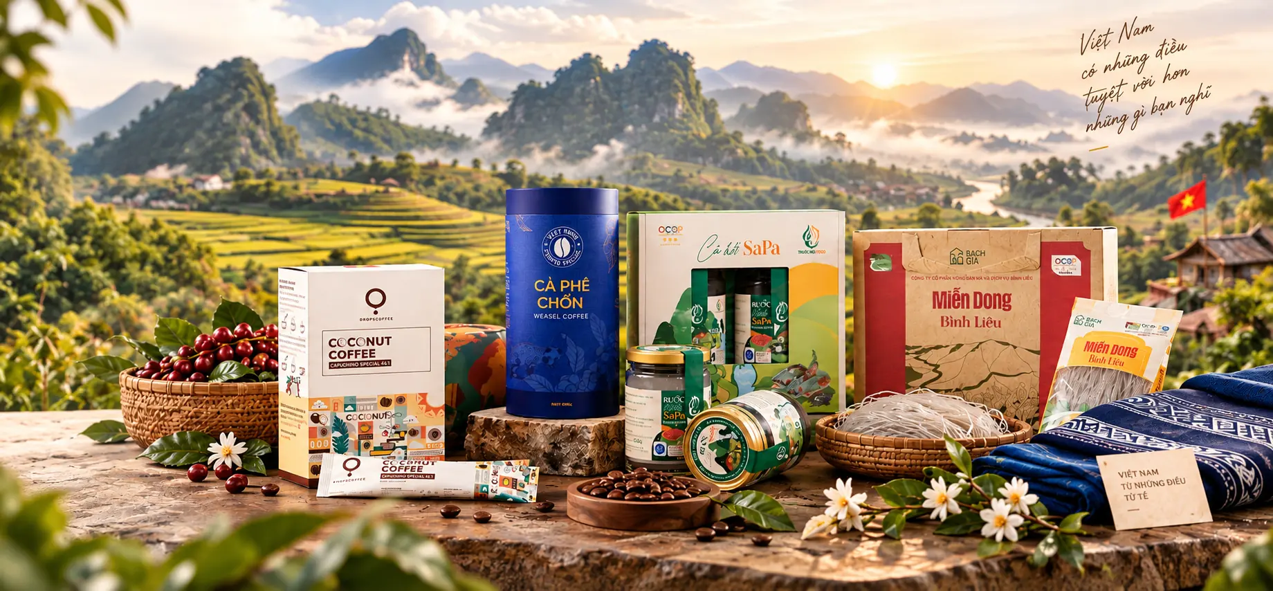 Các sản phẩm đặc sản Việt Nam: cà phê dừa, cà phê chồn, cà phê SaPa, miến dong Bình Liêu giữa vùng cao nguyên