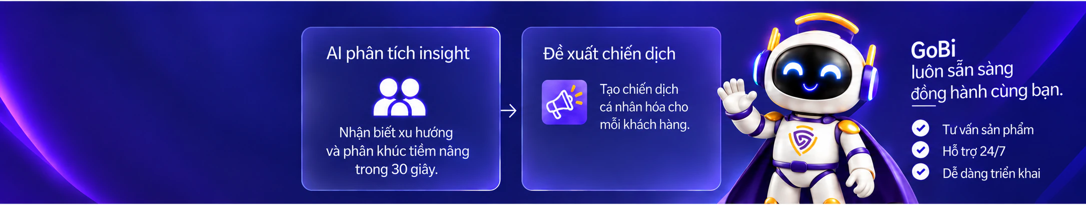 Checkgo AI phân tích insight, đề xuất chiến dịch — GoBi luôn sẵn sàng đồng hành cùng bạn