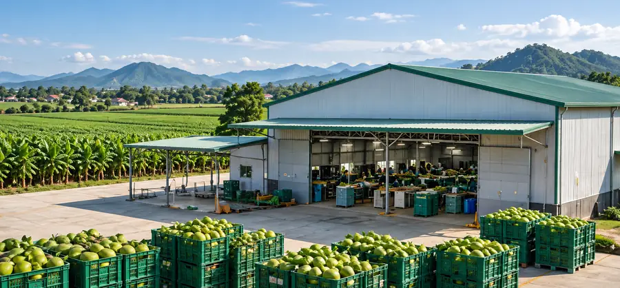 Kho đóng gói nông sản của doanh nghiệp vùng nguyên liệu
