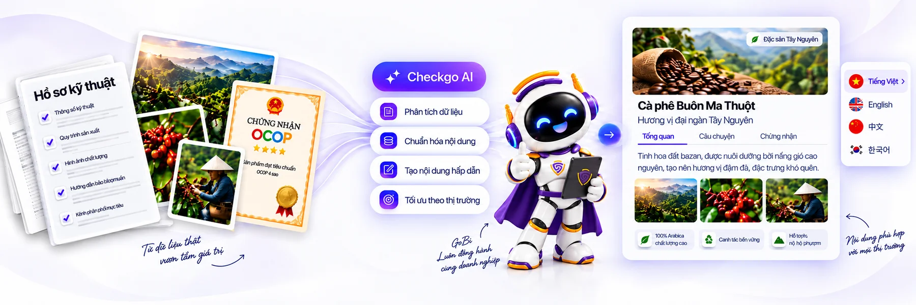 Checkgo AI phân tích hồ sơ kỹ thuật và tạo nội dung đa ngôn ngữ
