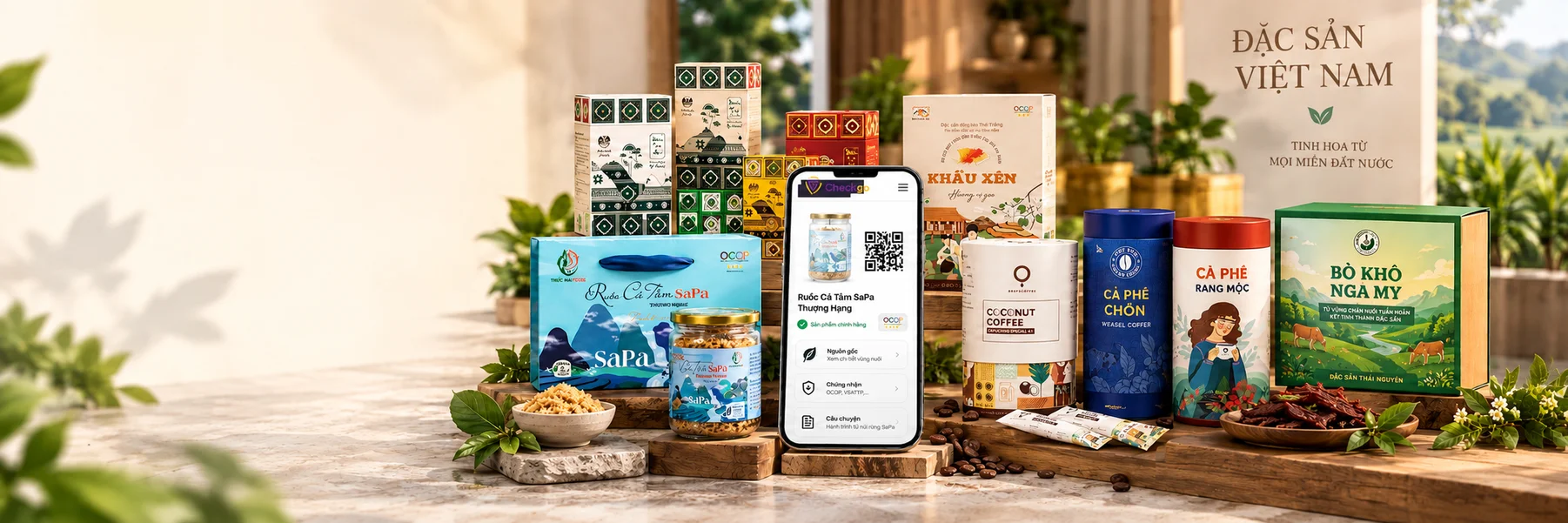Sản phẩm OCOP tại cửa hàng — quét QR xem Hồ sơ số