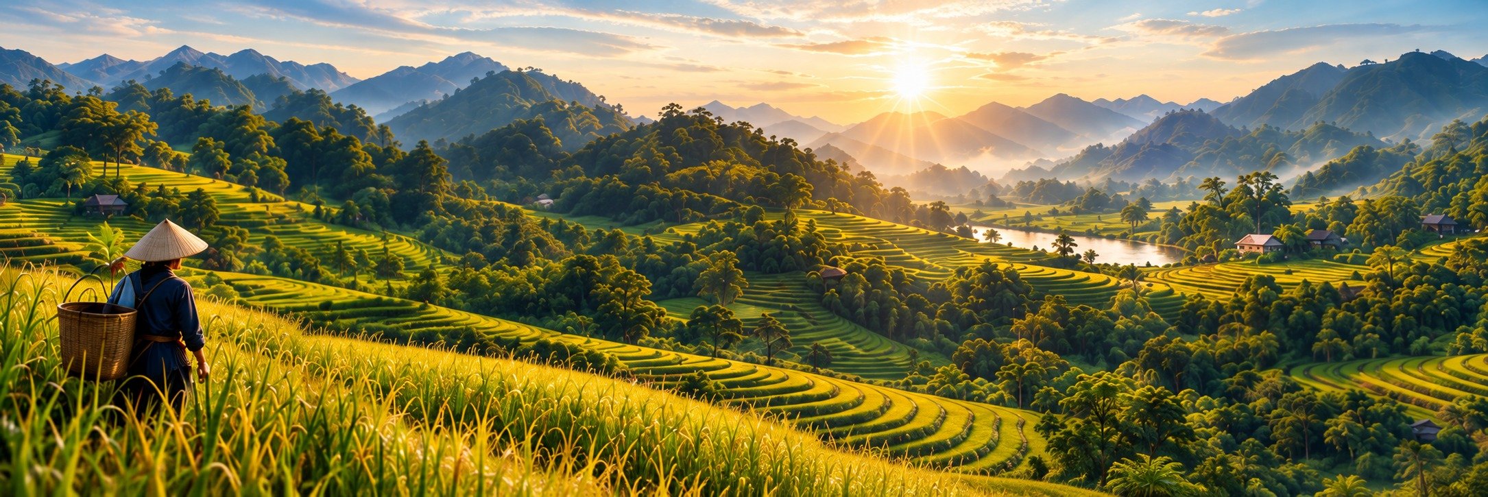 Ruộng bậc thang lúc bình minh