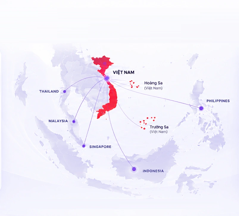 Bản đồ kết nối dữ liệu sản phẩm từ Việt Nam ra Đông Nam Á